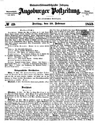 Augsburger Postzeitung Freitag 18. Februar 1853