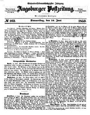Augsburger Postzeitung Donnerstag 16. Juni 1853