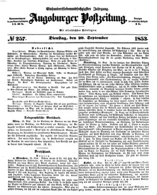 Augsburger Postzeitung Dienstag 20. September 1853