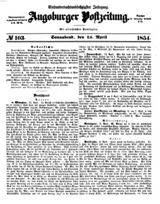 Augsburger Postzeitung Samstag 15. April 1854