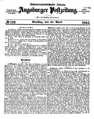 Augsburger Postzeitung Dienstag 25. April 1854