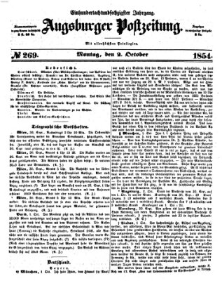 Augsburger Postzeitung Montag 2. Oktober 1854