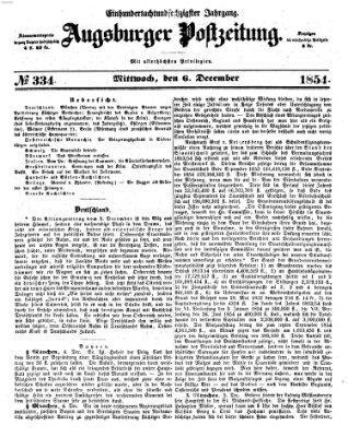 Augsburger Postzeitung Mittwoch 6. Dezember 1854
