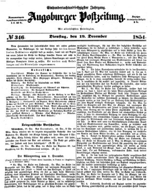 Augsburger Postzeitung Dienstag 19. Dezember 1854