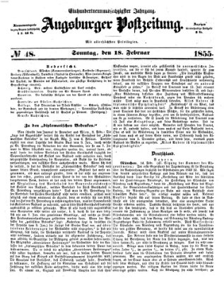 Augsburger Postzeitung Sonntag 18. Februar 1855