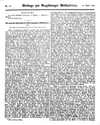 Augsburger Postzeitung Samstag 14. April 1855