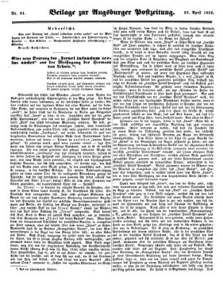 Augsburger Postzeitung Sonntag 22. April 1855