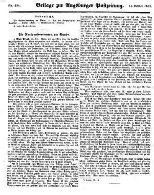Augsburger Postzeitung Sonntag 14. Oktober 1855