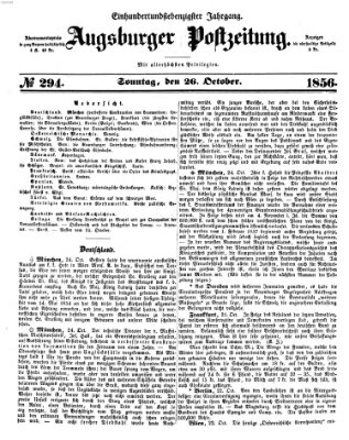 Augsburger Postzeitung Sonntag 26. Oktober 1856
