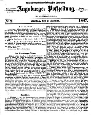 Augsburger Postzeitung Freitag 2. Januar 1857