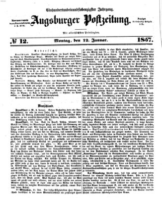 Augsburger Postzeitung Montag 12. Januar 1857