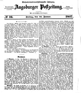 Augsburger Postzeitung Freitag 16. Januar 1857