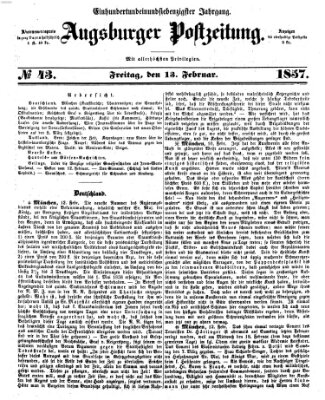 Augsburger Postzeitung Freitag 13. Februar 1857