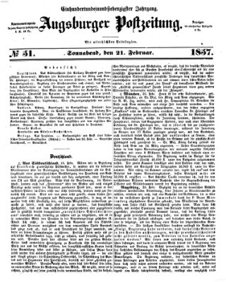 Augsburger Postzeitung Samstag 21. Februar 1857