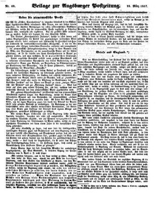 Augsburger Postzeitung Samstag 28. März 1857