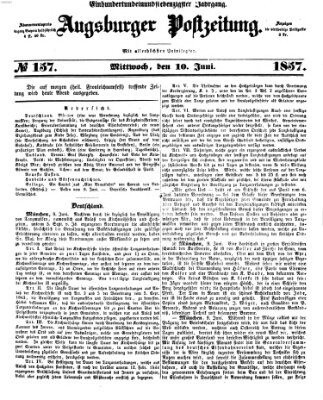 Augsburger Postzeitung Mittwoch 10. Juni 1857