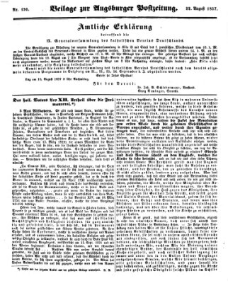 Augsburger Postzeitung Samstag 22. August 1857