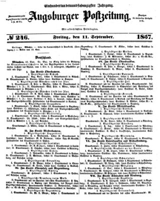 Augsburger Postzeitung Freitag 11. September 1857