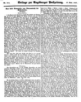 Augsburger Postzeitung Sonntag 27. September 1857