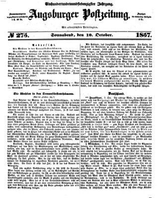 Augsburger Postzeitung Samstag 10. Oktober 1857