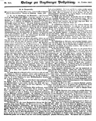 Augsburger Postzeitung Samstag 31. Oktober 1857