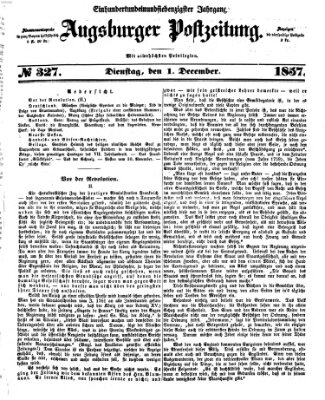 Augsburger Postzeitung Dienstag 1. Dezember 1857