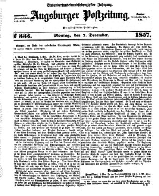 Augsburger Postzeitung Montag 7. Dezember 1857