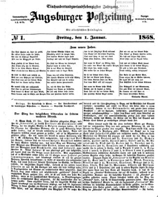 Augsburger Postzeitung Freitag 1. Januar 1858