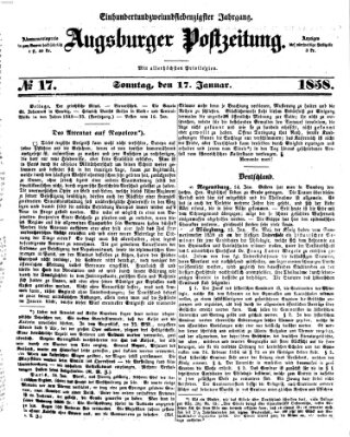 Augsburger Postzeitung Sonntag 17. Januar 1858