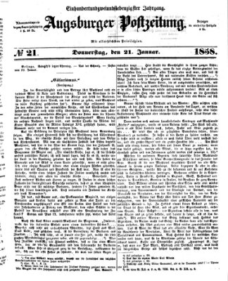 Augsburger Postzeitung Donnerstag 21. Januar 1858