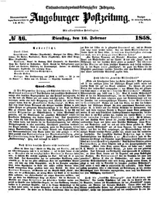 Augsburger Postzeitung Dienstag 16. Februar 1858
