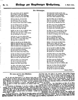 Augsburger Postzeitung Samstag 3. April 1858