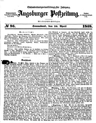 Augsburger Postzeitung Samstag 10. April 1858