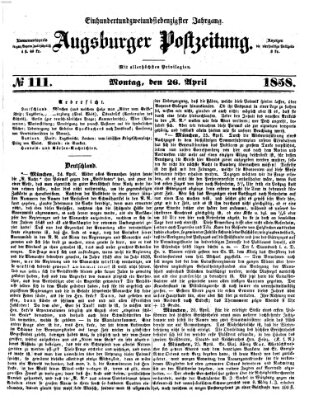 Augsburger Postzeitung Montag 26. April 1858