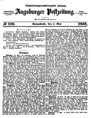 Augsburger Postzeitung Samstag 1. Mai 1858
