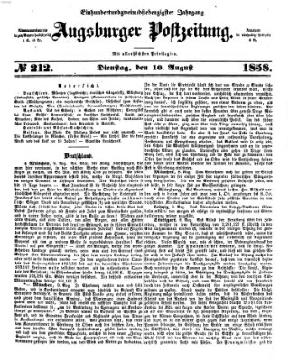 Augsburger Postzeitung Dienstag 10. August 1858
