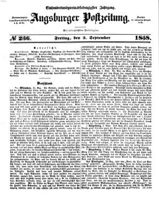 Augsburger Postzeitung Freitag 3. September 1858