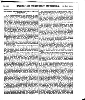 Augsburger Postzeitung Sonntag 19. September 1858