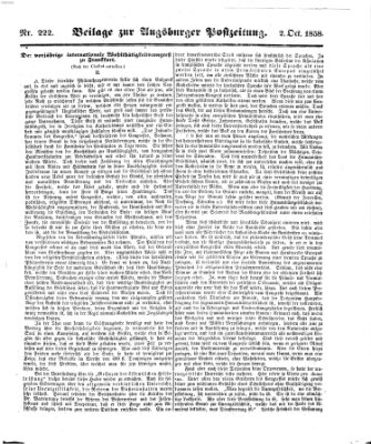 Augsburger Postzeitung Samstag 2. Oktober 1858