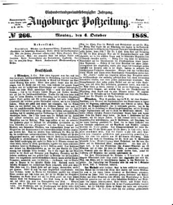 Augsburger Postzeitung Montag 4. Oktober 1858