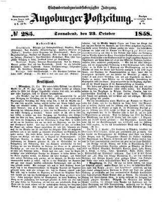 Augsburger Postzeitung Samstag 23. Oktober 1858