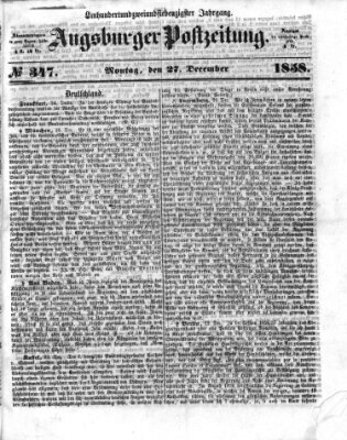 Augsburger Postzeitung Montag 27. Dezember 1858