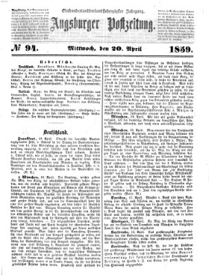 Augsburger Postzeitung Mittwoch 20. April 1859