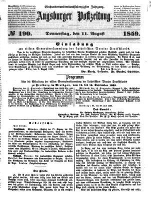 Augsburger Postzeitung Donnerstag 11. August 1859