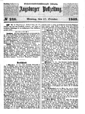 Augsburger Postzeitung Montag 17. Oktober 1859