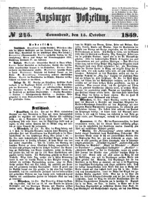 Augsburger Postzeitung Samstag 15. Oktober 1859