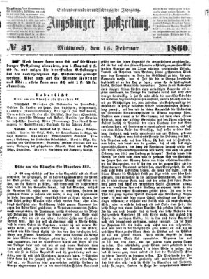 Augsburger Postzeitung Mittwoch 15. Februar 1860