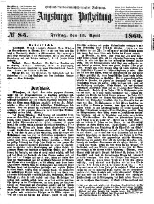 Augsburger Postzeitung Freitag 13. April 1860