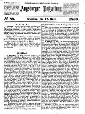 Augsburger Postzeitung Dienstag 17. April 1860