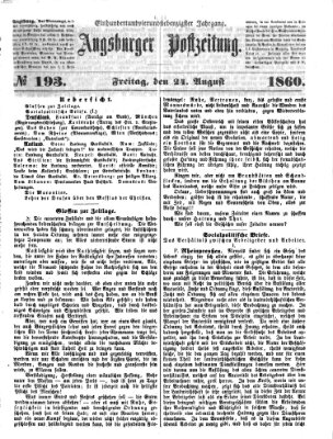 Augsburger Postzeitung Freitag 24. August 1860